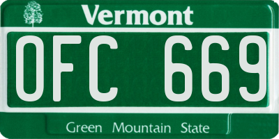 VT license plate OFC669