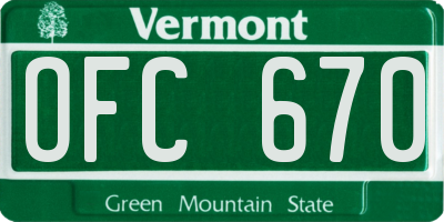 VT license plate OFC670