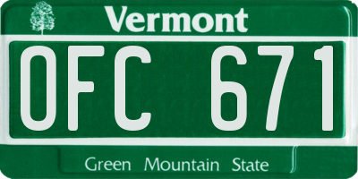 VT license plate OFC671