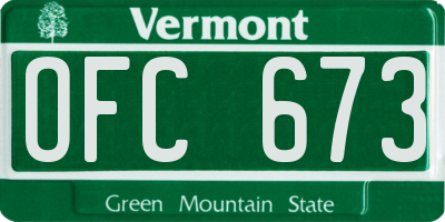 VT license plate OFC673