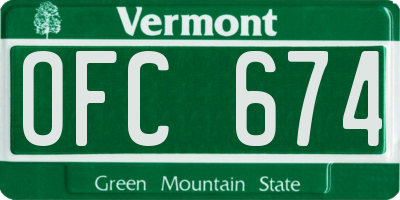 VT license plate OFC674