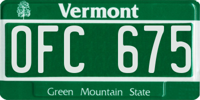 VT license plate OFC675
