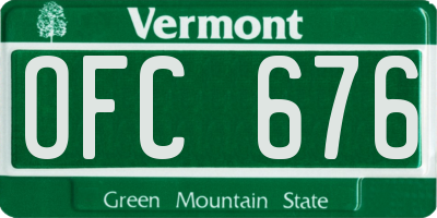 VT license plate OFC676