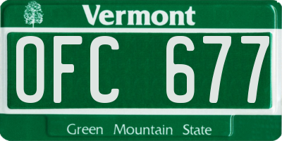 VT license plate OFC677