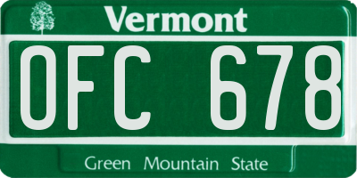 VT license plate OFC678