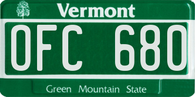 VT license plate OFC680