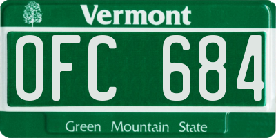 VT license plate OFC684