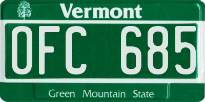 VT license plate OFC685