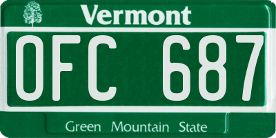 VT license plate OFC687
