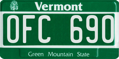 VT license plate OFC690