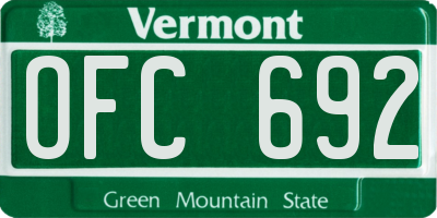 VT license plate OFC692