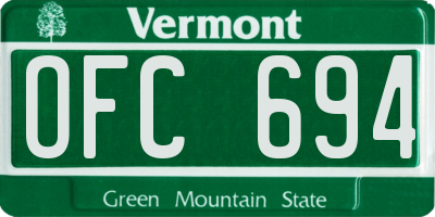 VT license plate OFC694