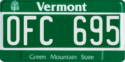 VT license plate OFC695
