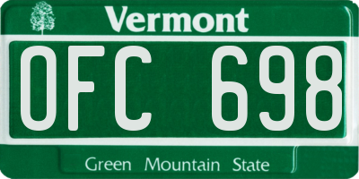 VT license plate OFC698
