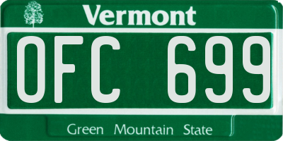 VT license plate OFC699