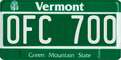 VT license plate OFC700