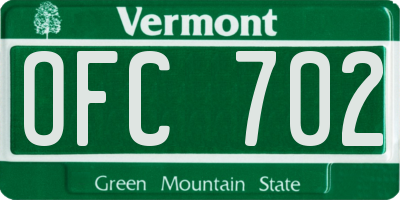 VT license plate OFC702