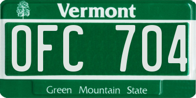 VT license plate OFC704