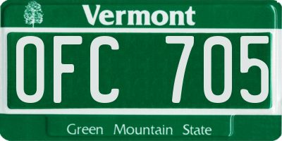 VT license plate OFC705