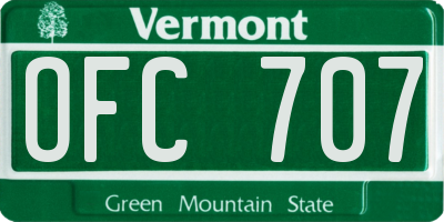 VT license plate OFC707
