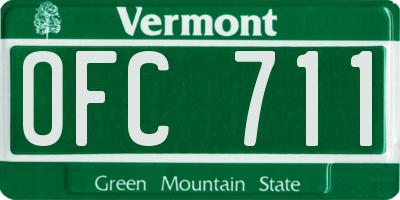 VT license plate OFC711