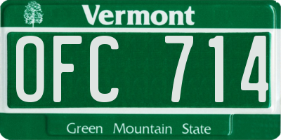 VT license plate OFC714