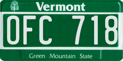 VT license plate OFC718