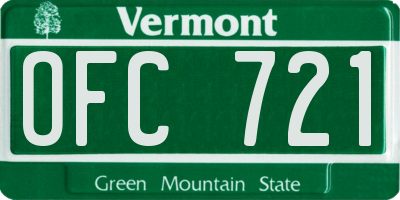 VT license plate OFC721
