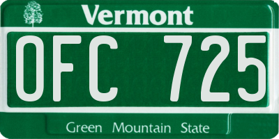 VT license plate OFC725