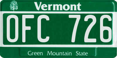VT license plate OFC726