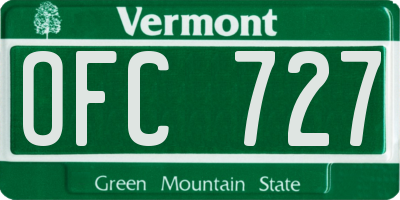 VT license plate OFC727
