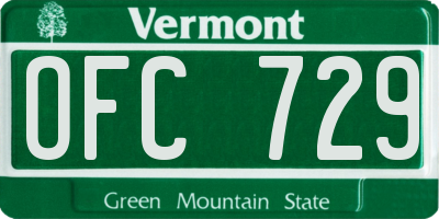 VT license plate OFC729