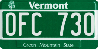 VT license plate OFC730