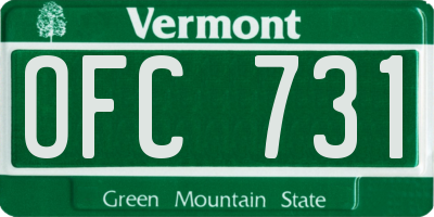 VT license plate OFC731
