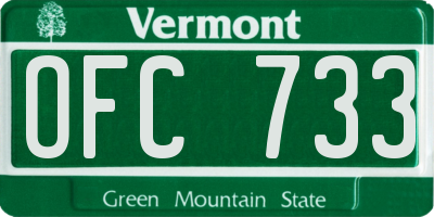 VT license plate OFC733