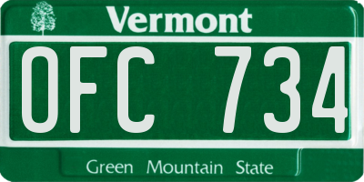 VT license plate OFC734