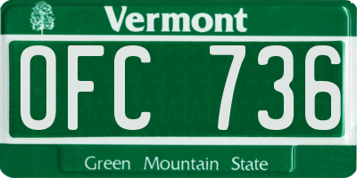 VT license plate OFC736