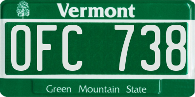 VT license plate OFC738