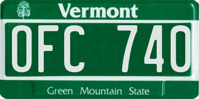 VT license plate OFC740