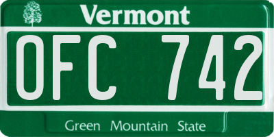 VT license plate OFC742