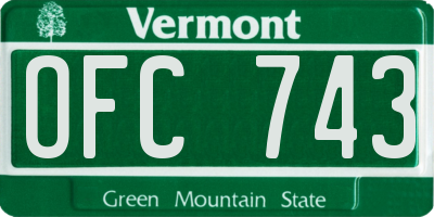 VT license plate OFC743