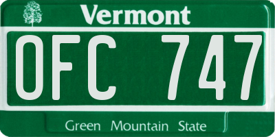 VT license plate OFC747