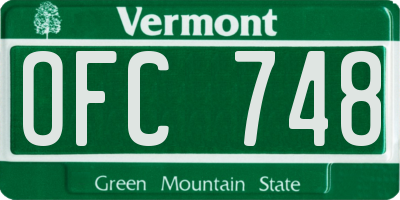 VT license plate OFC748