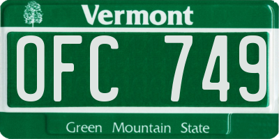 VT license plate OFC749