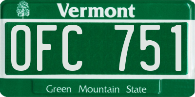 VT license plate OFC751