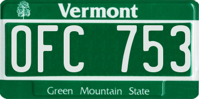 VT license plate OFC753