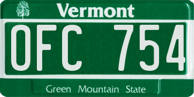 VT license plate OFC754