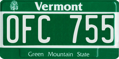 VT license plate OFC755