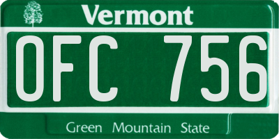 VT license plate OFC756