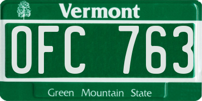 VT license plate OFC763